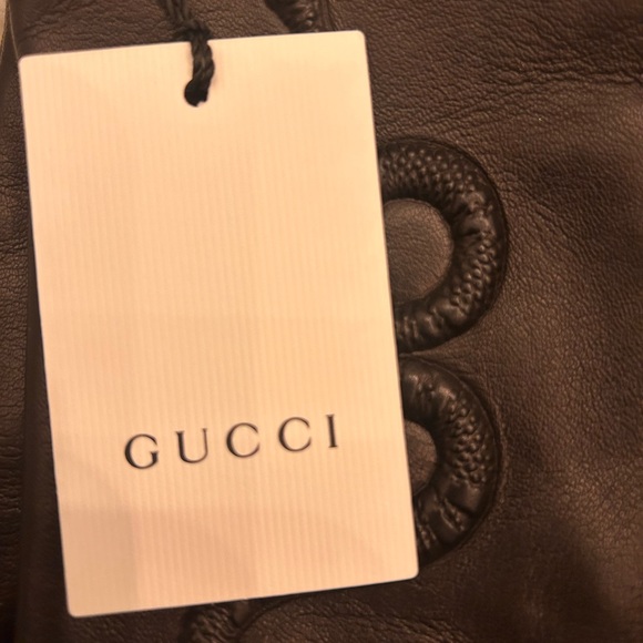 🖤🐍NEW WITH TAGS🐍🖤 Gucci leather black gloves - Picture 6 of 9